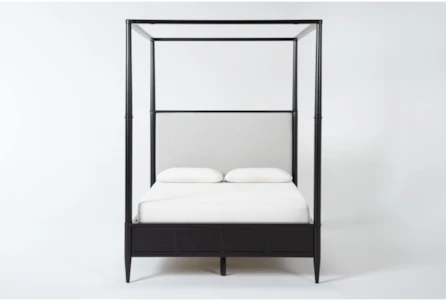 Austen Black King Wood & Upholstered Canopy Bed - Main