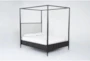 Austen Black King Wood & Upholstered Canopy Bed With Footboard Storage - Side