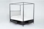 Austen Black California King Wood & Upholstered Canopy Bed With Side & Footboard Storage - Side