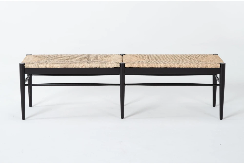 Austen Black Dining Bench With Woven Seat
