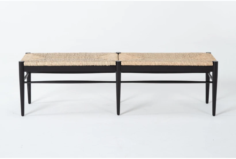 Austen Black Dining Bench With Woven Seat - 360