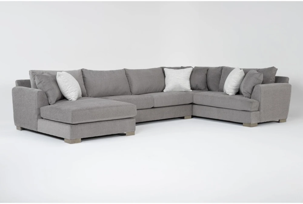 Pierson Grey Chenille 3 Piece Sectional With Left Arm Facing Chaise