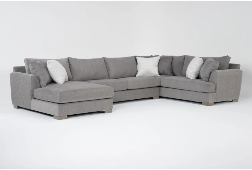 Pierson Grey Chenille 3 Piece Sectional With Left Arm Facing Chaise - 360