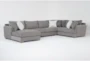 Pierson Grey Chenille 3 Piece Sectional With Left Arm Facing Chaise - Signature