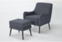 Kaycee Denim Accent Arm Chair And Ottoman - Side
