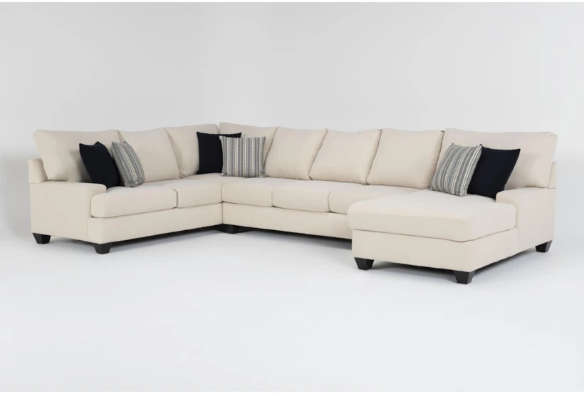 Harper Foam III Microfiber 157" 3 Piece Sectional With Right Arm Facing Chaise - 360