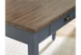 Farmhouse Wood Blue 48" Writing Desk With Pencil Drawer + Power - Detail