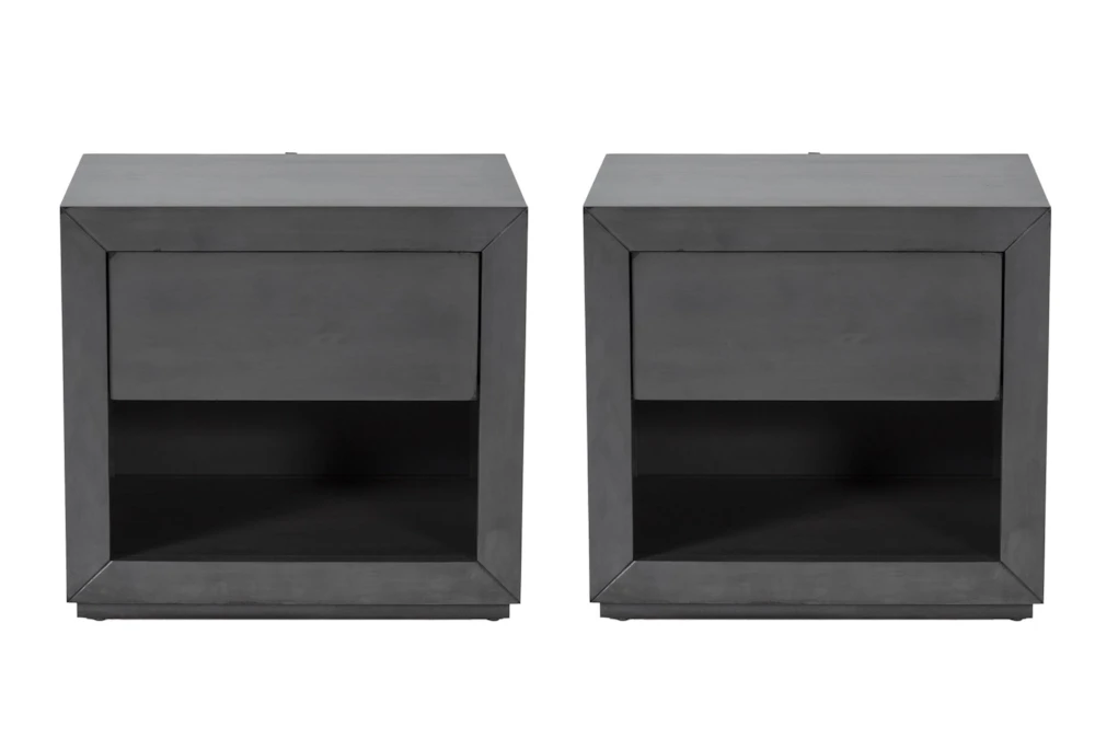 Alor Grey 1-Drawer Nightstand With USB Set Of 2