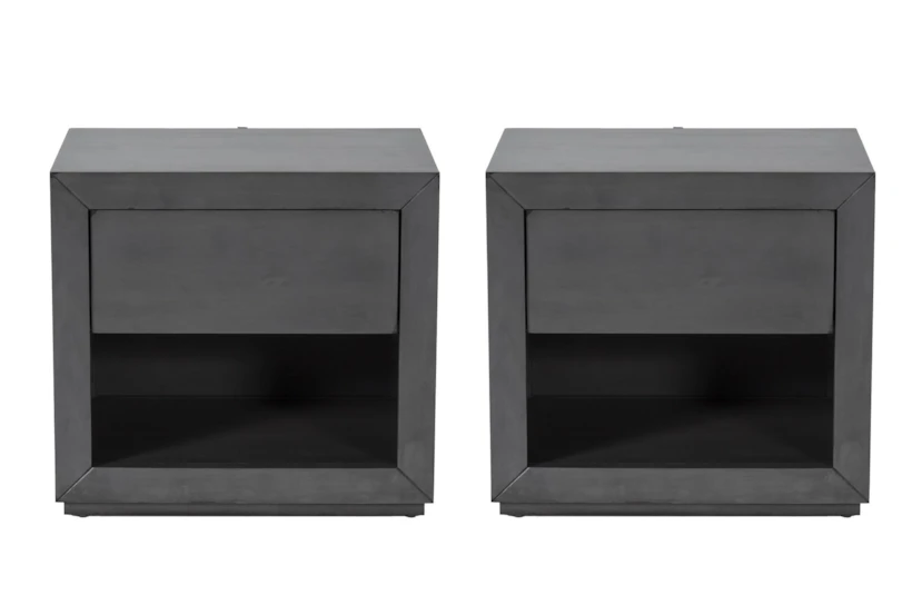 Alor Grey 1-Drawer Nightstand With USB Set Of 2 - 360