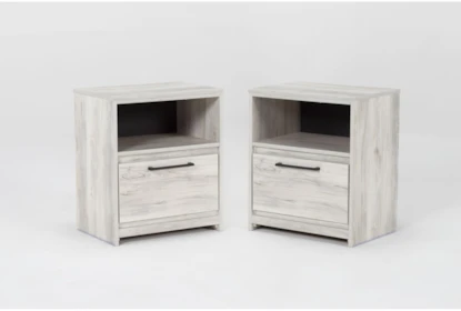 Baylie White 1 Drawer Nightstand With USB Set Of 2