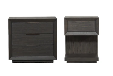 Pierce Espresso 1 Drawer & 3 Drawer Nightstand With USB & Power Outlets Set Of 2