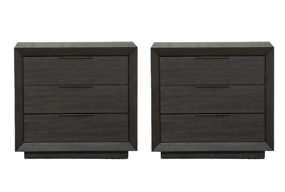 Pierce Espresso 3 Drawer Nightstand With USB & Power Outlets Set Of 2