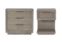 Pierce Natural 1 Drawer & 3 Drawer Nightstand With USB & Power Outlets Set Of 2 - Signature