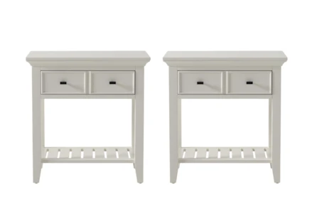 Presby White 1 Drawer Open Nightstand With USB Set Of 2