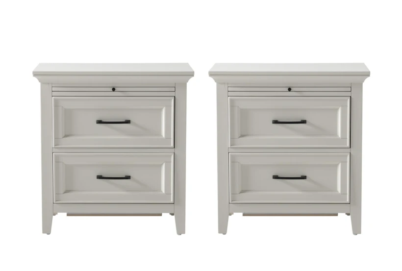 Presby White 2-Drawer Nightstand With USB Set Of 2 - 360