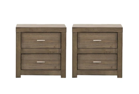 Riley Greystone 2-Drawer Nightstand With Power Outlets Set Of 2 - Main
