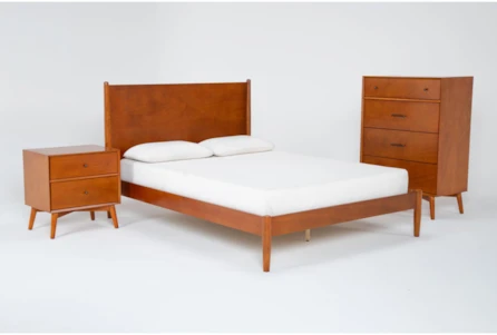 Alton Cherry II California King Platform Bed + Headboard 3 Piece Bedroom Set Set