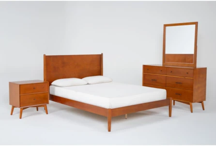 Alton Cherry II California King Platform Bed + Headboard 4 Piece Bedroom Set Set