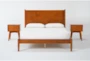 Alton Cherry II King Wood Platform Bed & Headboard 3 Piece Bedroom Set Set With 2 Night Tables - Signature