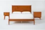 Alton Cherry II King Wood Platform Bed & Headboard 3 Piece Bedroom Set Set With Nightstand & Night Table - Signature