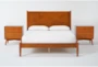 Alton Cherry II Queen Wood Platform Bed & Headboard 3 Piece Bedroom Set Set With 2 Nightstands - Signature