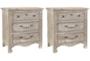 Natural Rustic Cottage 3-Drawer Nightstand Set Of 2 - Signature
