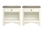 Raelyn White 1-Drawer Nightstand With USB Set Of 2 - Signature