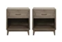 Sienna Grey 1-Drawer Nightstand With USB Set Of 2 - Signature