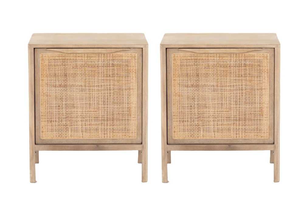 Aussie Natural Right Opening Cane Nightstand Set Of 2