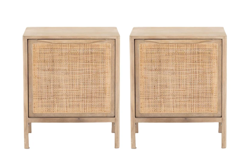Aussie Natural Right Opening Cane Nightstand Set Of 2 - 360