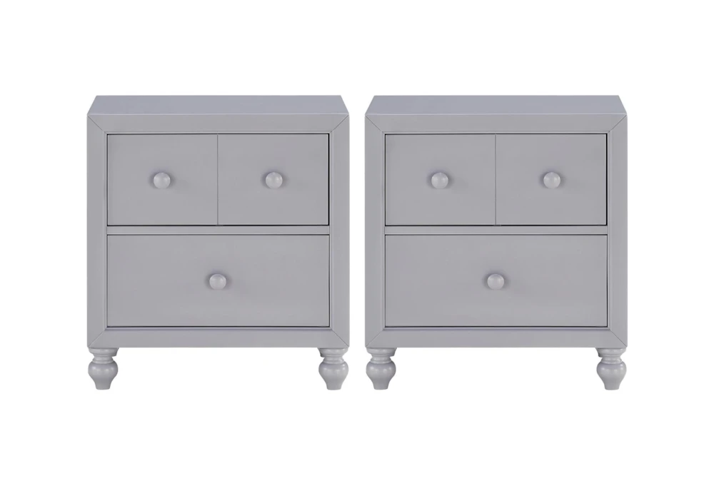 Logen Grey 2-Drawer Nightstand Set Of 2