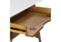 Porter 48" Small Mid Century Modern Pecan Wood 24" Desk With 1 Drawer + 1 Shelf - Storage