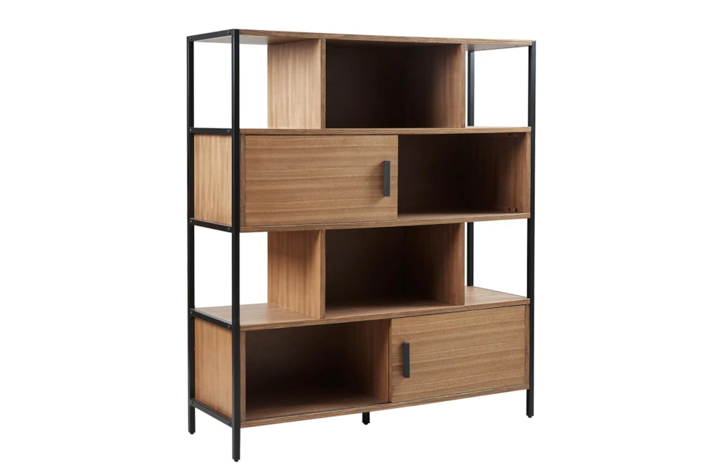 Tolmie 54" Brown 4 Shelf Wood Bookcase With Doors
