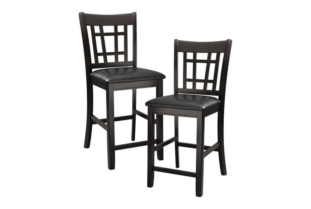Henry Brown Counter Stool With Faux Leather Seat Set Of 2