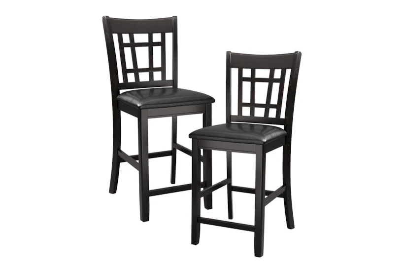 Henry Brown Counter Stool With Faux Leather Seat Set Of 2 - 360