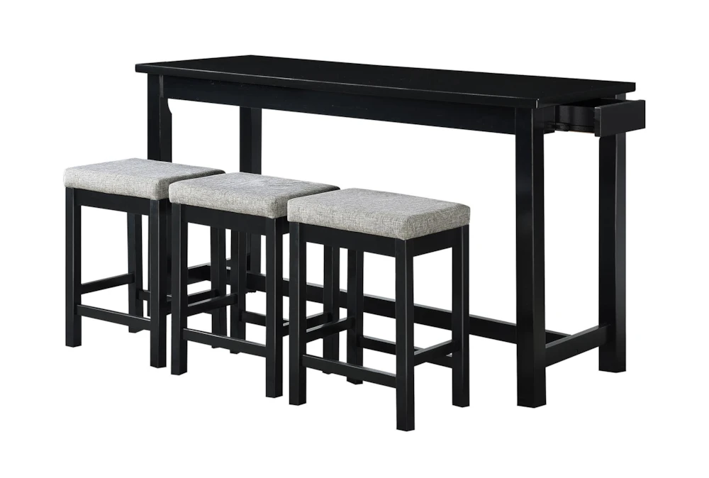 Stacy Black 67" Counter Set For 3