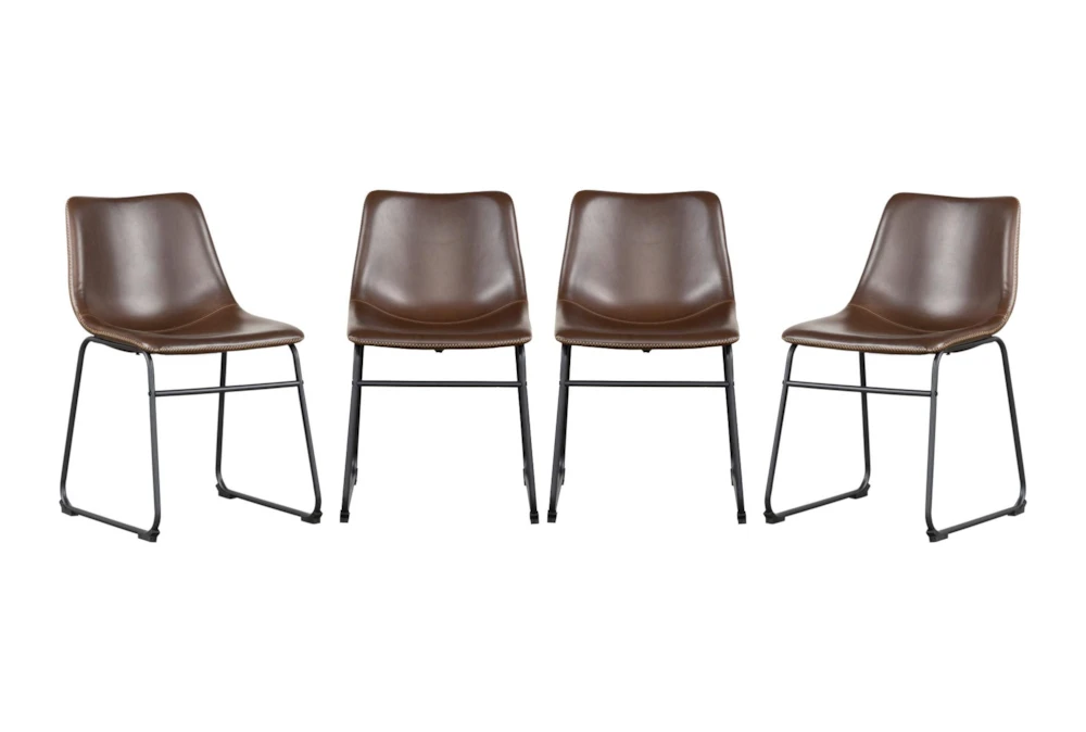 Cobbler Brown Faux Leather Dining Side Chair Set Of 4