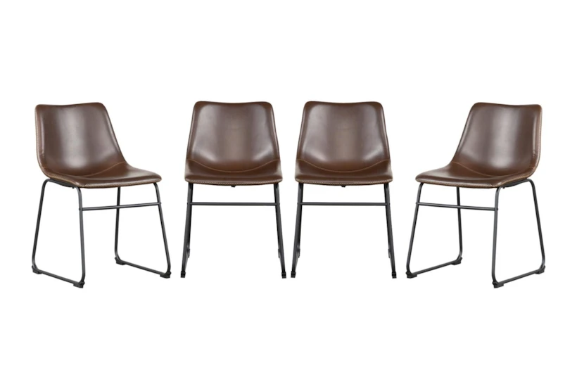 Cobbler Brown Faux Leather Dining Side Chair Set Of 4 - 360