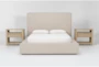 Porto California King Upholstered Storage 3 Piece Bedroom Set With 2 Voyage Natural 1 Drawer Nightstands By Nate Berkus + Jeremiah Brent - Signature