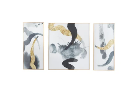 16X36 Abstract Movement With Gold Frame Set Of 3 - Main