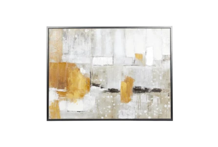 48X36 Abstract Grey + Rust With Black Frame - Main