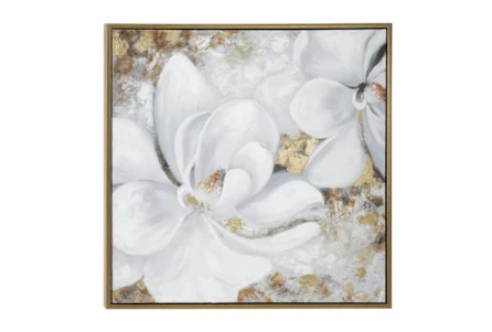 40X40 White Floral With Gold Frame - Main