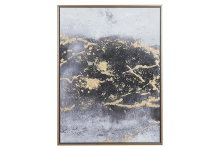 30X40 Abstract Black + Gold I With Gold Frame - Main