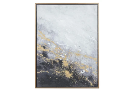 30X40 Abstract Black + Gold II With Gold Frame - Main