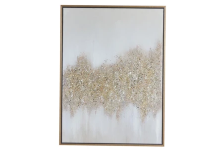 30X40 Abstract Grey + Gold With Gold Frame - Main