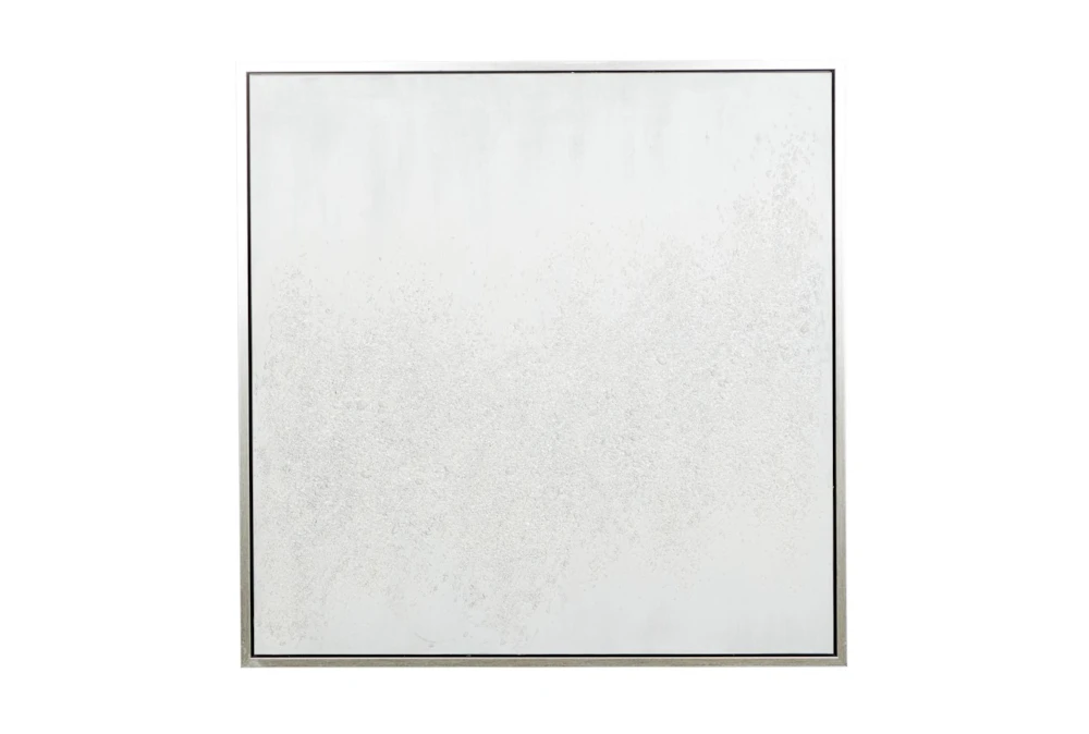 39X39 Abstract White Canvas With Silver Frame