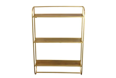 16X24 Gold Metal + Wood Tall 3 Tier Wall Display Shelf