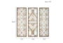 13X37 Natural Mandal Panel Two-Tone Geometric Wood Wall Panel Set Of 3 - Detail