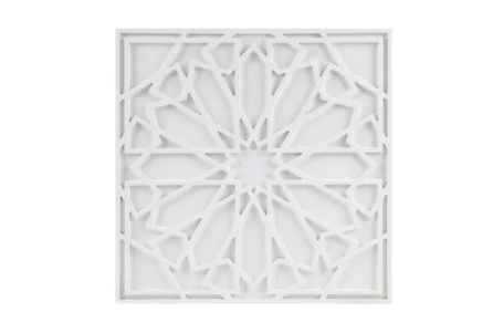 24X24 White Wood Boho Square Medallion Carved Dimensional Wall Decor Panel - Main