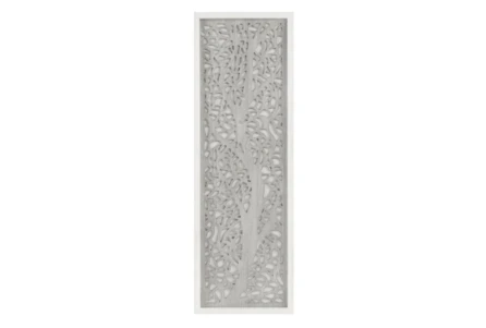 36X12 Grey + White Wood Laurel Branches Wall Panel Decor